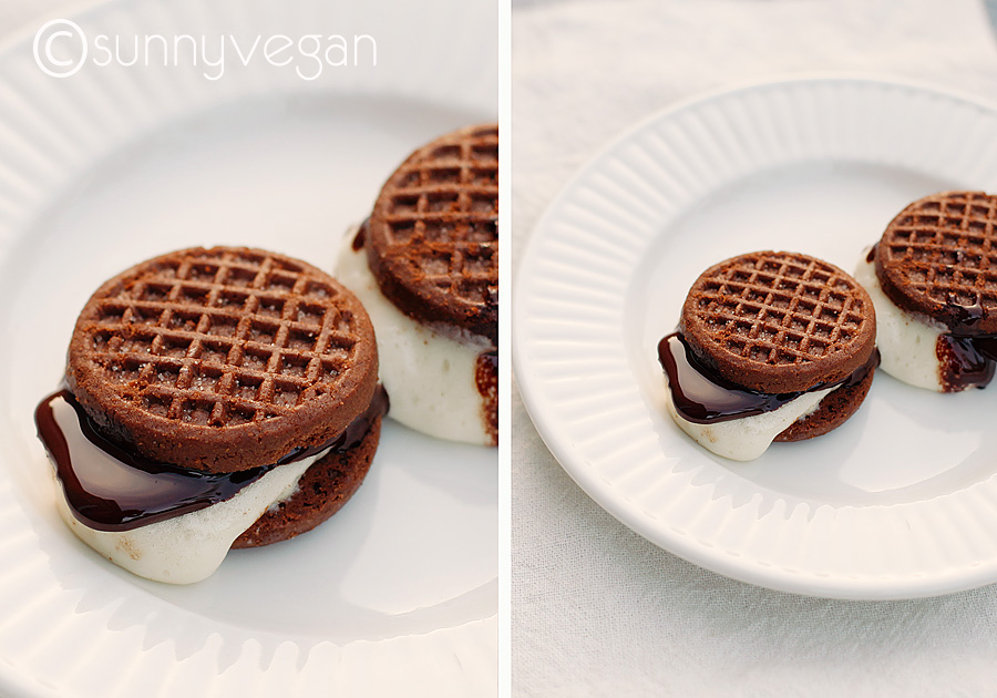 vegan vegetarian backyard s'mores chocolate cookies marshmallow