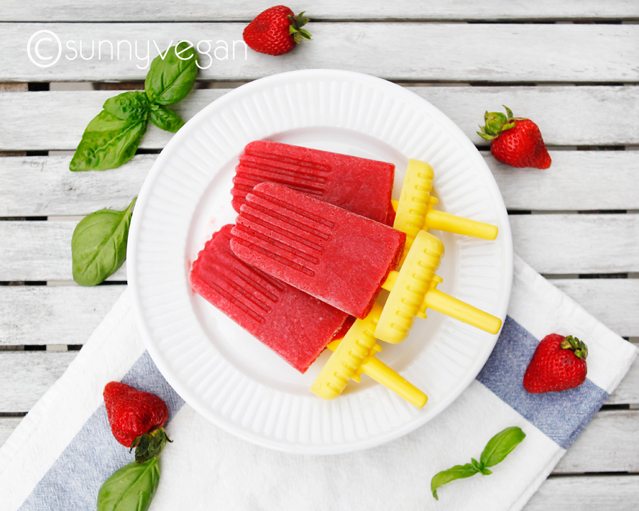 strawberry basil popsicle recipe healthy and vegan