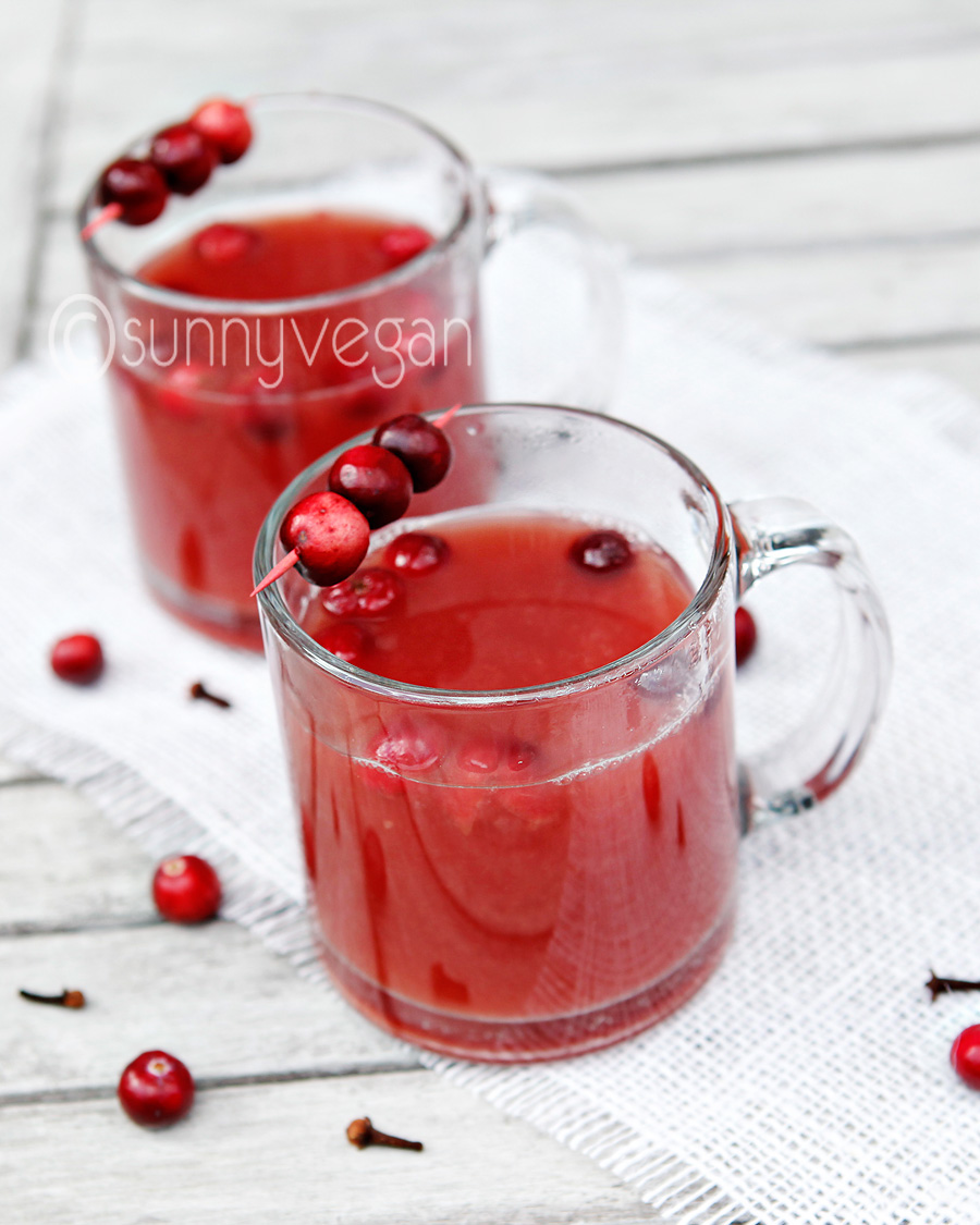 warm cranberry holiday drink with orange and clove - thanksgiving and christmas