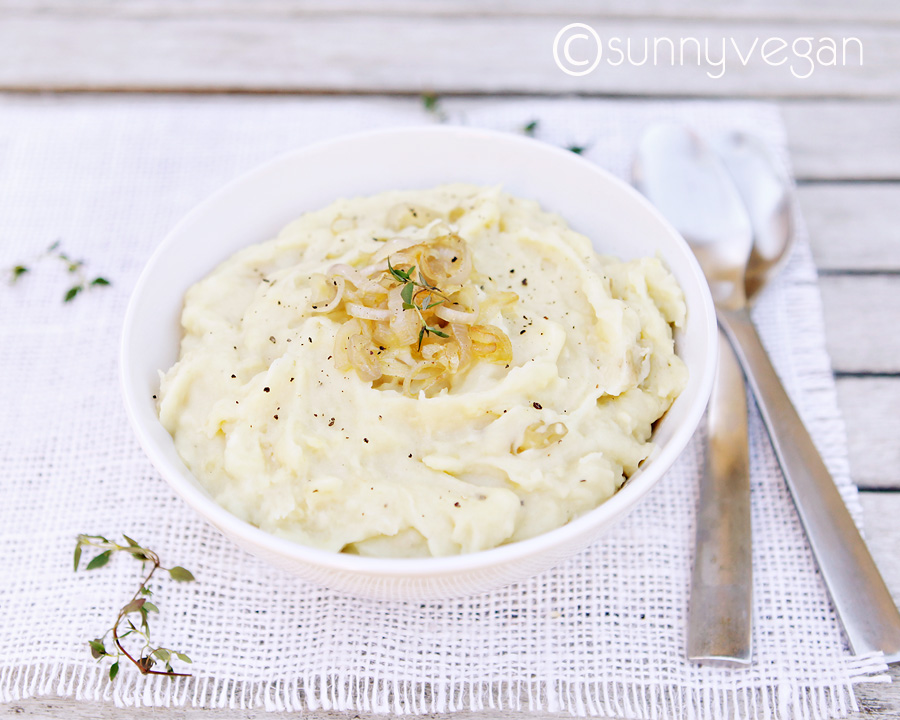 healthy gourmet mashed potatoes - sunny vegan shallot and thyme